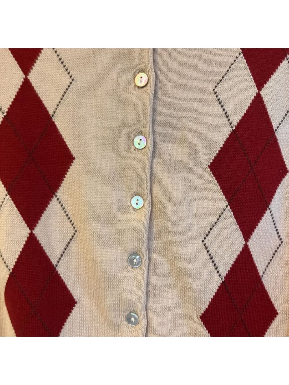Ralph Lauren Polo Womens Vintage 90s Argyle Cardigan Sweater Small Beige FA NWOT - Picture 6 of 12